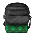 Green Playing Card Suits Pattern Print Rectangular Crossbody Bag