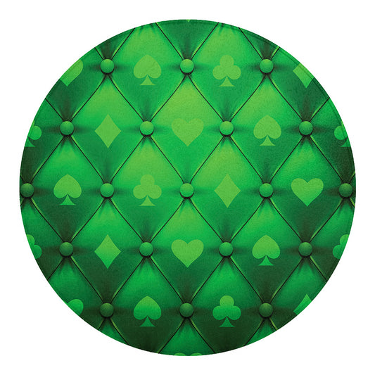 Green Playing Card Suits Pattern Print Round Blanket