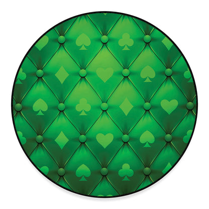 Green Playing Card Suits Pattern Print Round Floor Mat