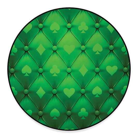Green Playing Card Suits Pattern Print Round Floor Mat