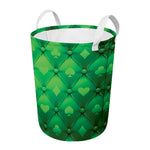 Green Playing Card Suits Pattern Print Round Laundry Basket