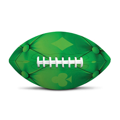 Green Playing Card Suits Pattern Print Rugby Ball