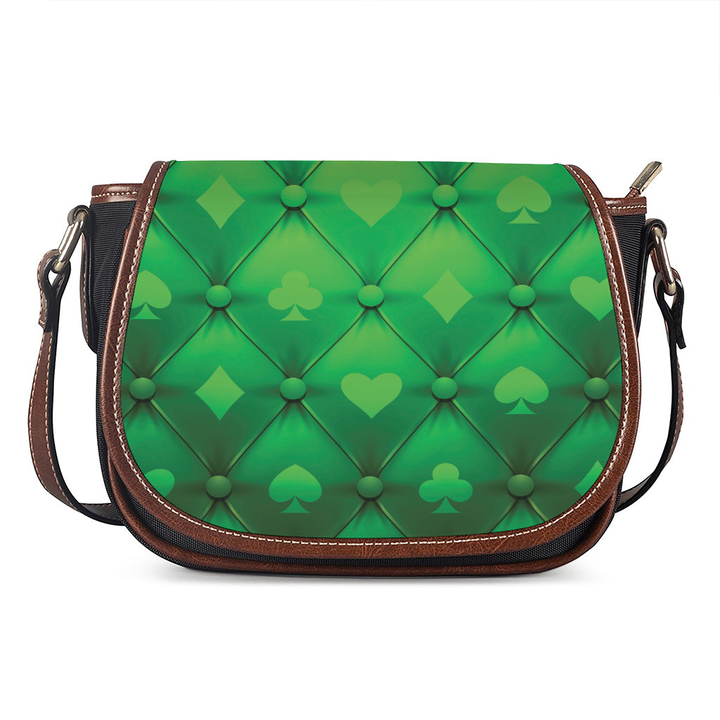 Green Playing Card Suits Pattern Print Saddle Bag