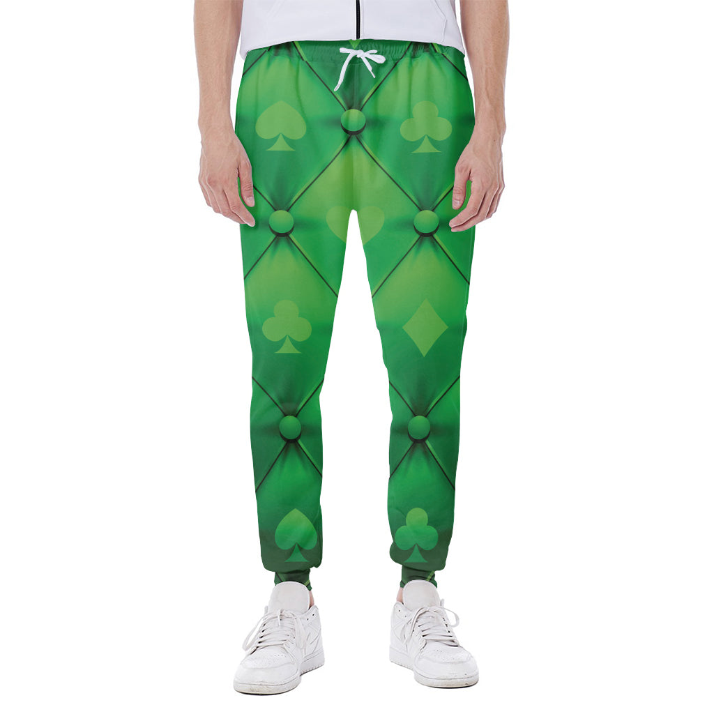 Green Playing Card Suits Pattern Print Scuba Joggers