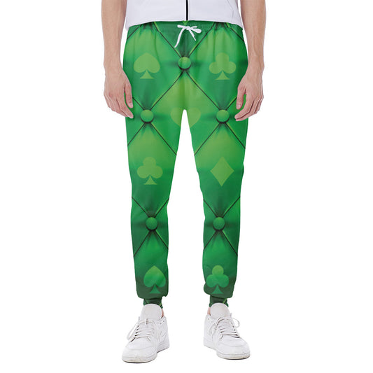 Green Playing Card Suits Pattern Print Scuba Joggers