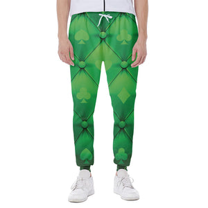 Green Playing Card Suits Pattern Print Scuba Joggers