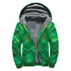 Green Playing Card Suits Pattern Print Sherpa Lined Zip Up Hoodie