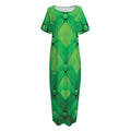 Green Playing Card Suits Pattern Print Short Sleeve Long Nightdress