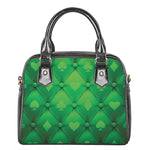 Green Playing Card Suits Pattern Print Shoulder Handbag