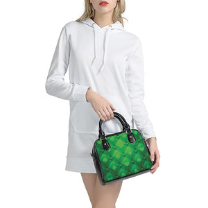 Green Playing Card Suits Pattern Print Shoulder Handbag