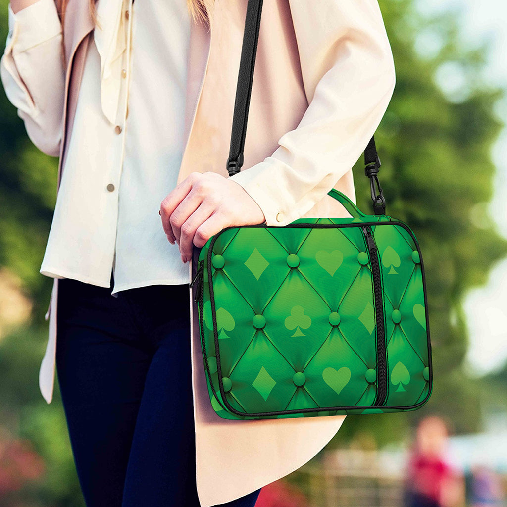 Green Playing Card Suits Pattern Print Shoulder Strap Bible Bag