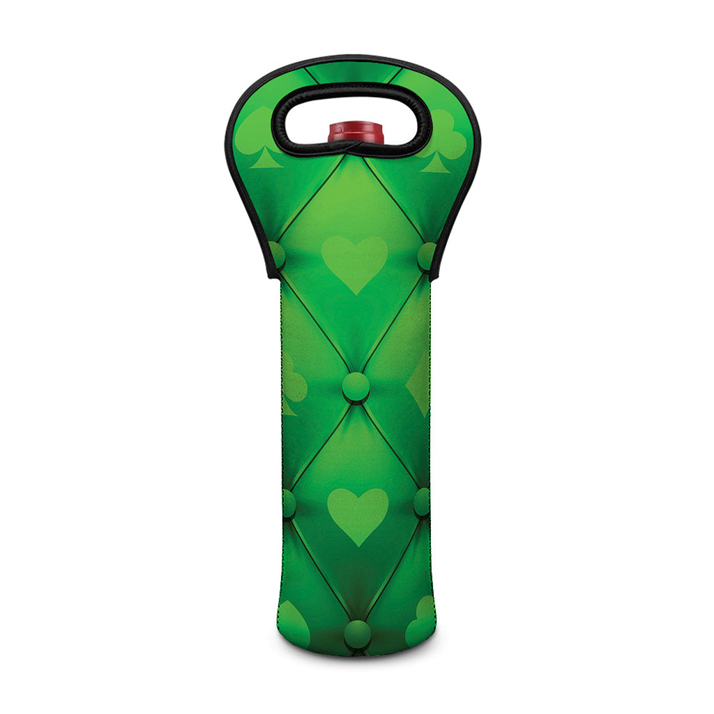 Green Playing Card Suits Pattern Print Single Neoprene Wine Tote