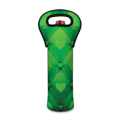 Green Playing Card Suits Pattern Print Single Neoprene Wine Tote