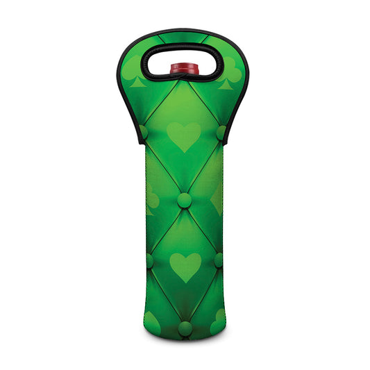 Green Playing Card Suits Pattern Print Single Neoprene Wine Tote
