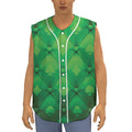Green Playing Card Suits Pattern Print Sleeveless Baseball Jersey