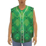 Green Playing Card Suits Pattern Print Sleeveless Baseball Jersey