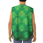 Green Playing Card Suits Pattern Print Sleeveless Baseball Jersey