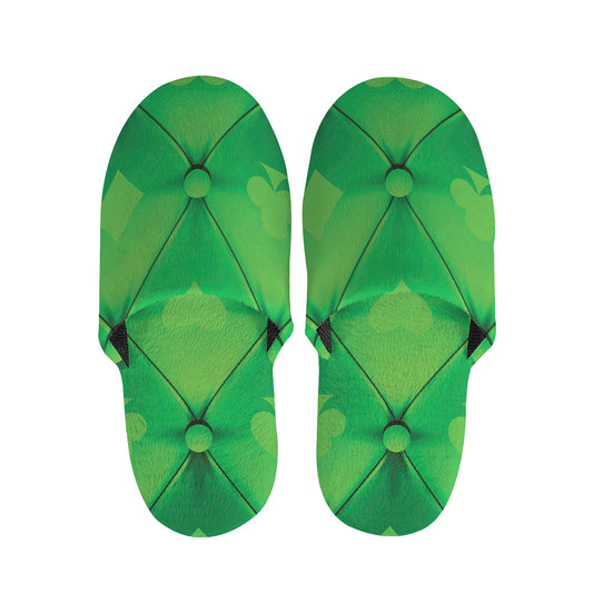 Green Playing Card Suits Pattern Print Slippers