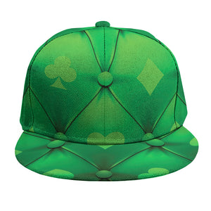 Green Playing Card Suits Pattern Print Snapback Cap