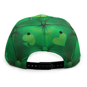 Green Playing Card Suits Pattern Print Snapback Cap