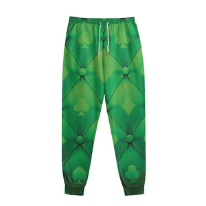 Green Playing Card Suits Pattern Print Sweatpants