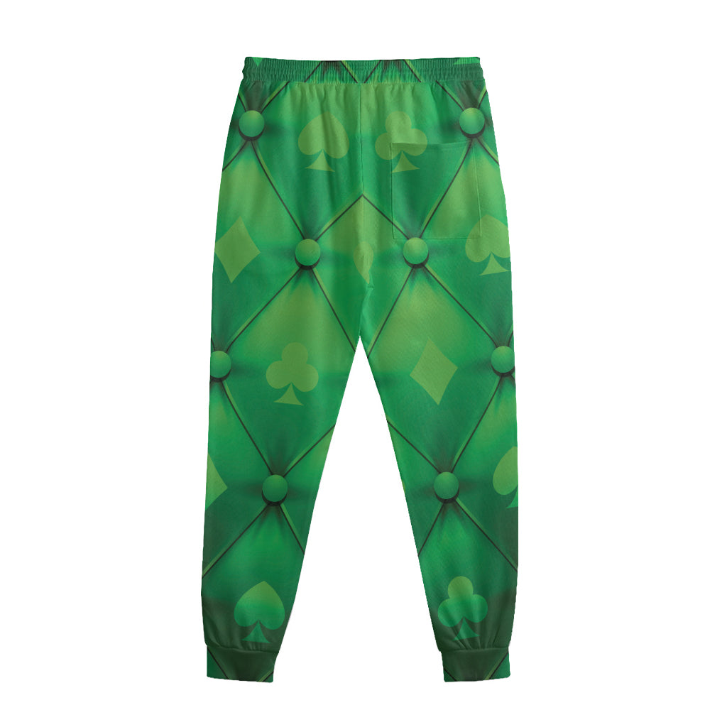 Green Playing Card Suits Pattern Print Sweatpants