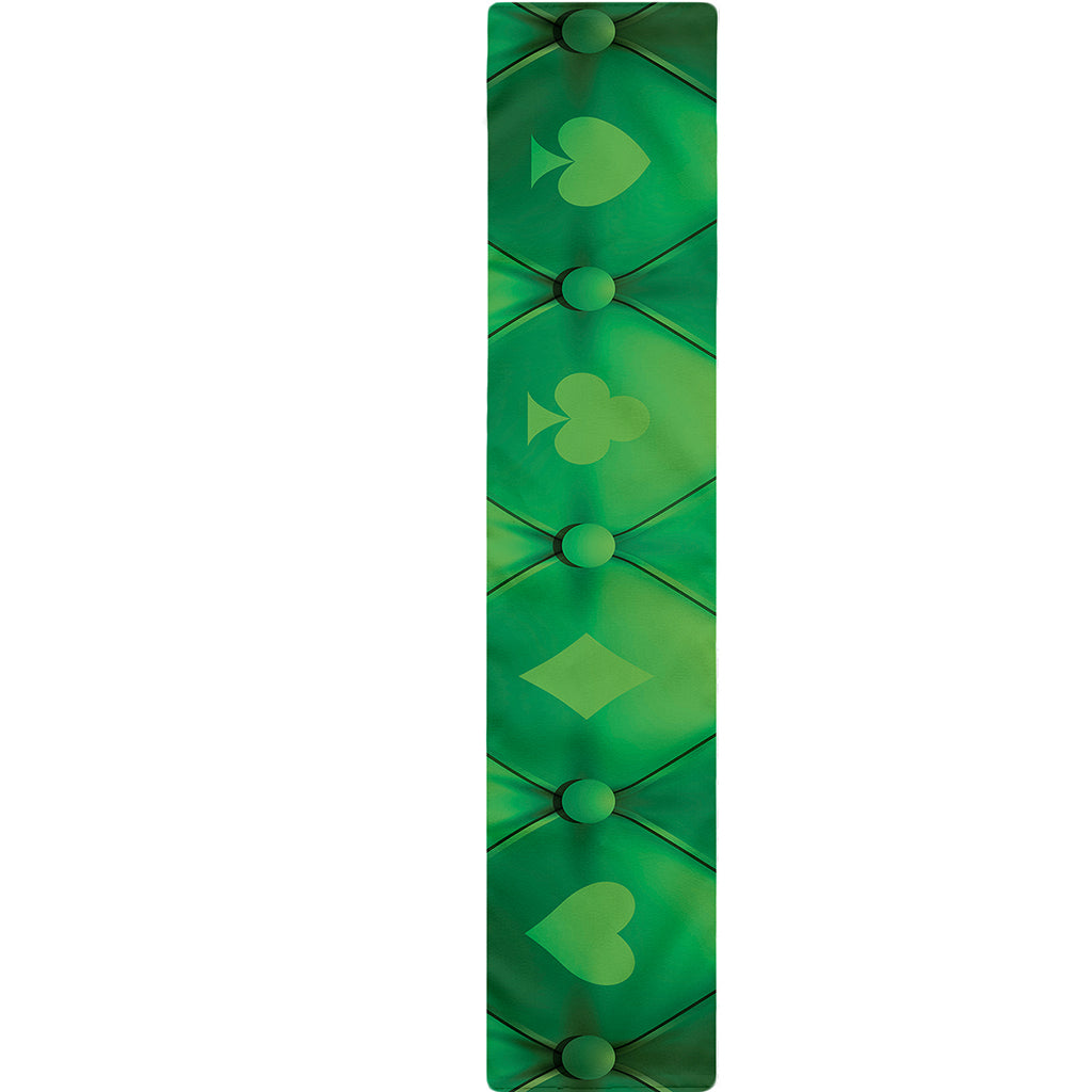 Green Playing Card Suits Pattern Print Table Runner