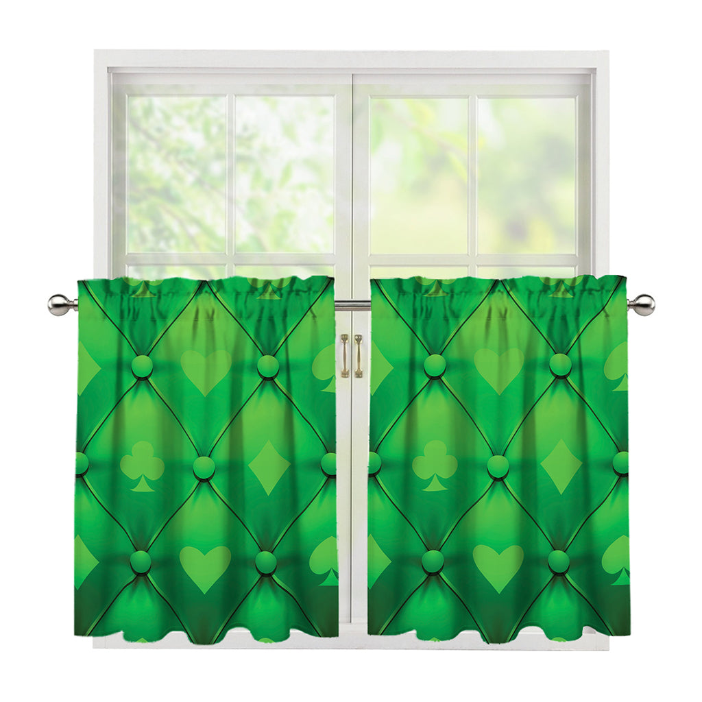 Green Playing Card Suits Pattern Print Tier Curtains