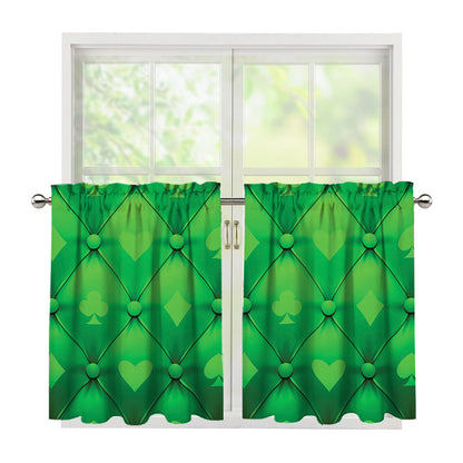 Green Playing Card Suits Pattern Print Tier Curtains
