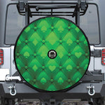 Green Playing Card Suits Pattern Print Tire Cover With Camera Hole