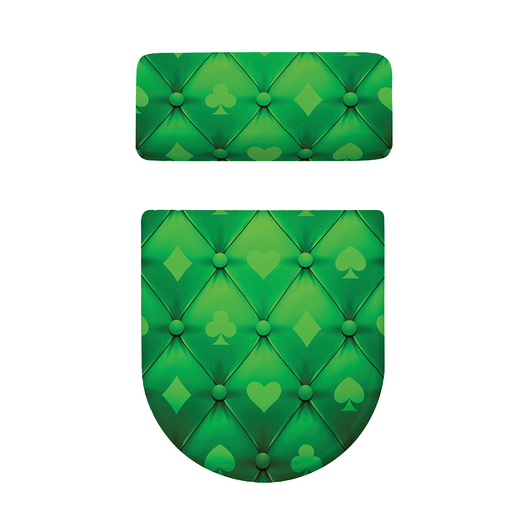 Green Playing Card Suits Pattern Print Toilet Lid And Tank Cover Set