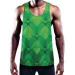 Green Playing Card Suits Pattern Print Training Tank Top