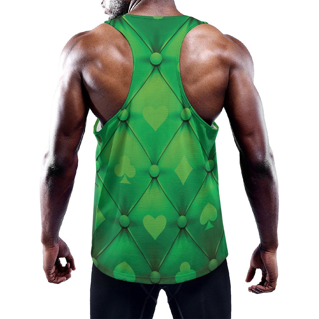 Green Playing Card Suits Pattern Print Training Tank Top
