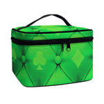 Green Playing Card Suits Pattern Print Travel Makeup Bag