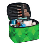 Green Playing Card Suits Pattern Print Travel Makeup Bag