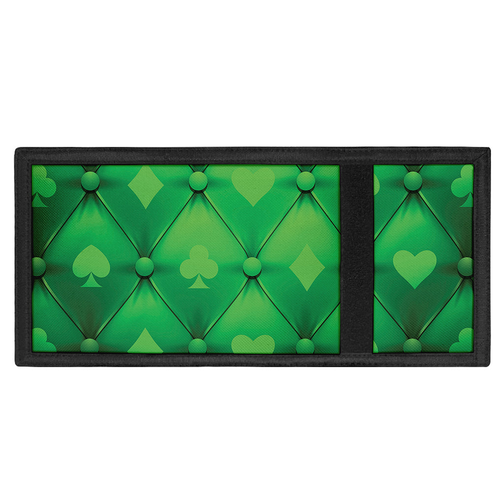 Green Playing Card Suits Pattern Print Trifold Wallet