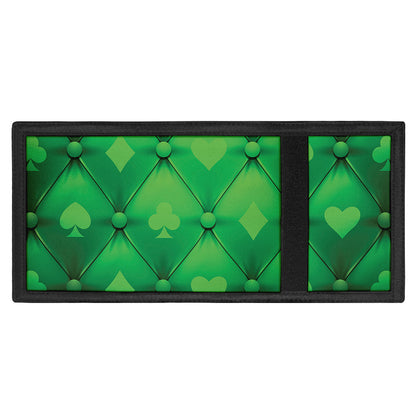 Green Playing Card Suits Pattern Print Trifold Wallet