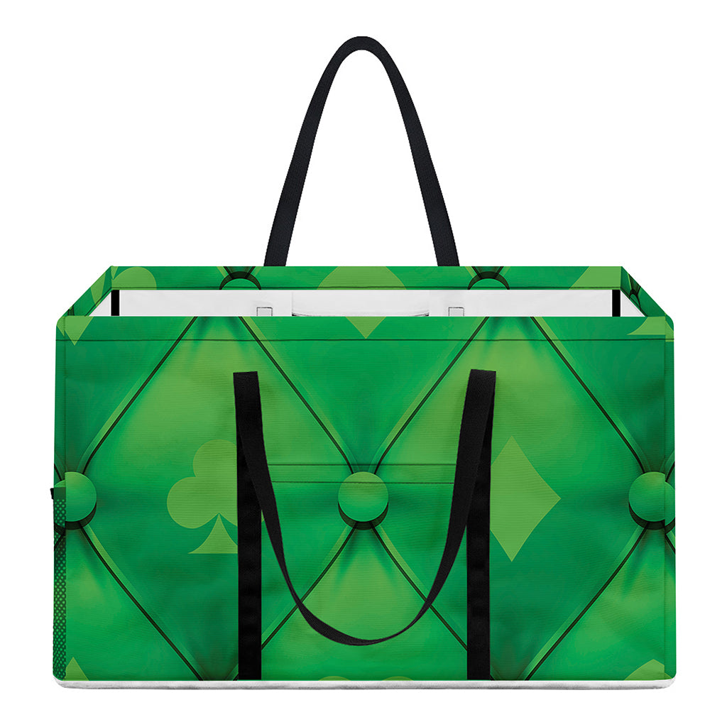 Green Playing Card Suits Pattern Print Utility Tote Bag