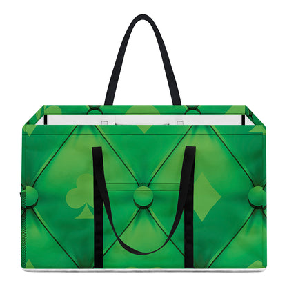 Green Playing Card Suits Pattern Print Utility Tote Bag