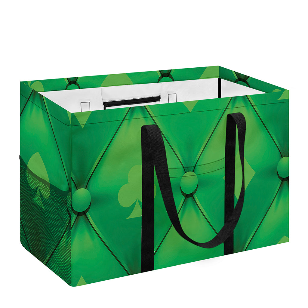 Green Playing Card Suits Pattern Print Utility Tote Bag
