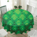 Green Playing Card Suits Pattern Print Waterproof Round Tablecloth