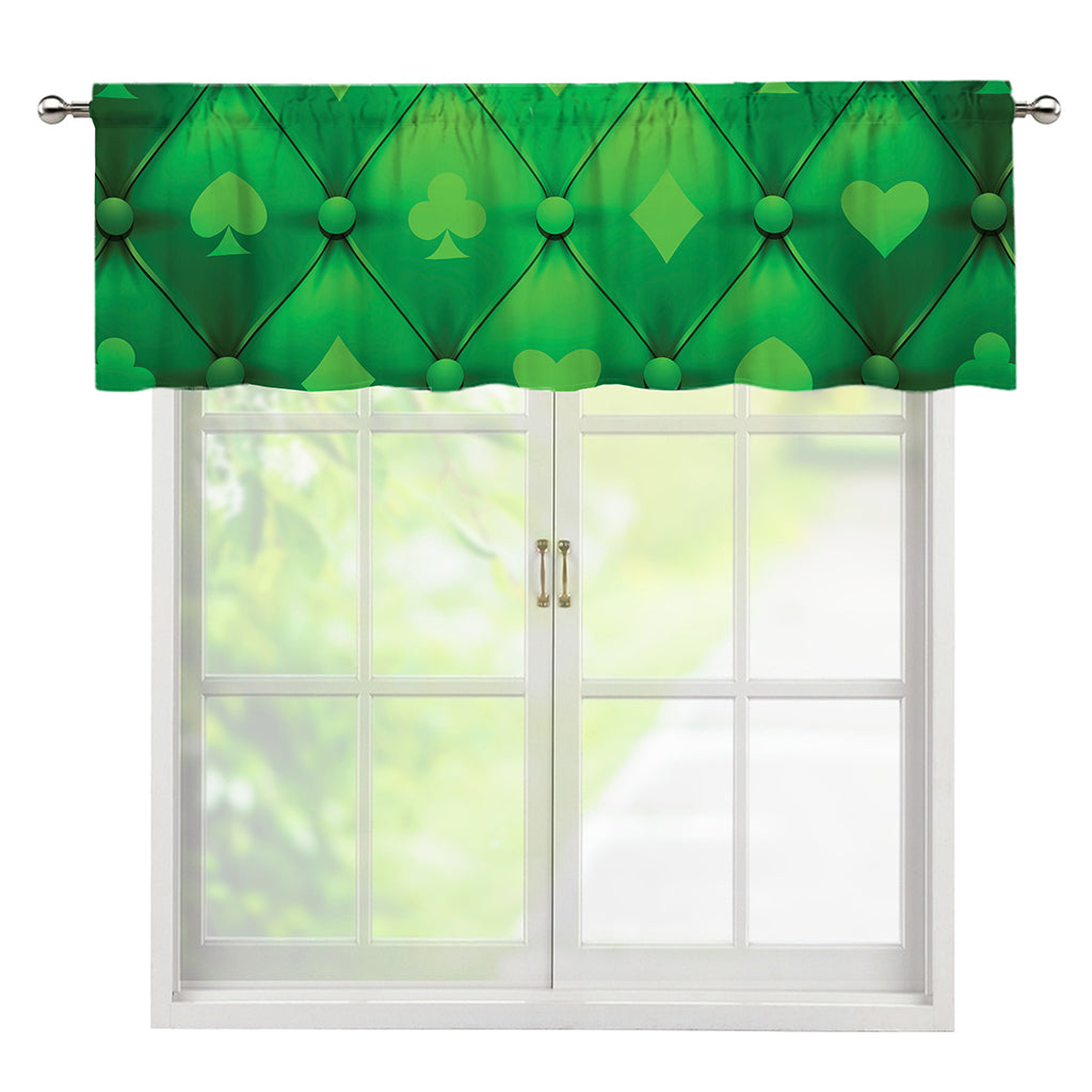 Green Playing Card Suits Pattern Print Window Valance