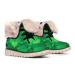 Green Playing Card Suits Pattern Print Winter Boots