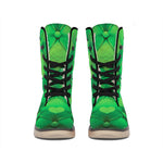 Green Playing Card Suits Pattern Print Winter Boots