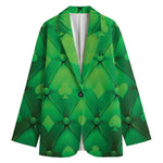 Green Playing Card Suits Pattern Print Women's Blazer