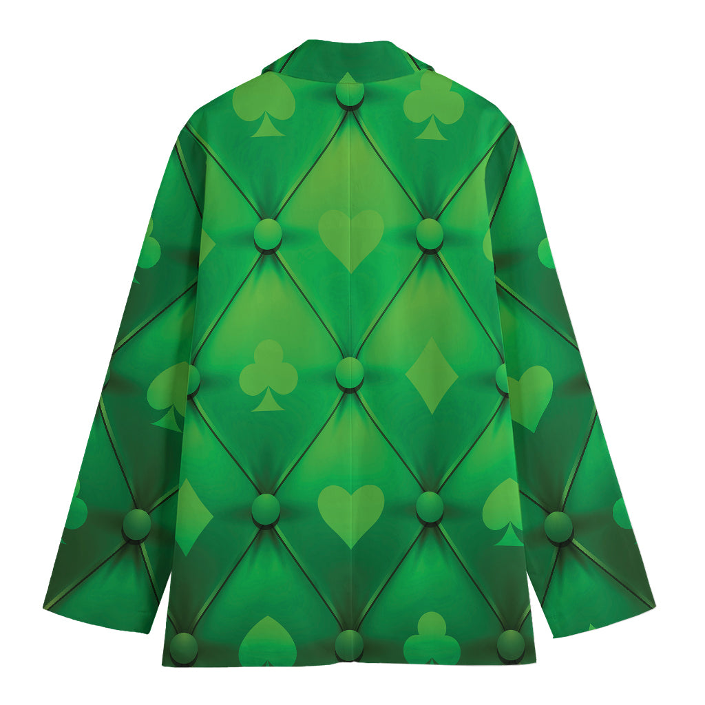 Green Playing Card Suits Pattern Print Women's Blazer