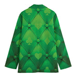 Green Playing Card Suits Pattern Print Women's Blazer