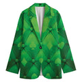 Green Playing Card Suits Pattern Print Women's Cotton Blazer