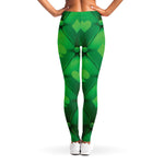 Green Playing Card Suits Pattern Print Women's Leggings