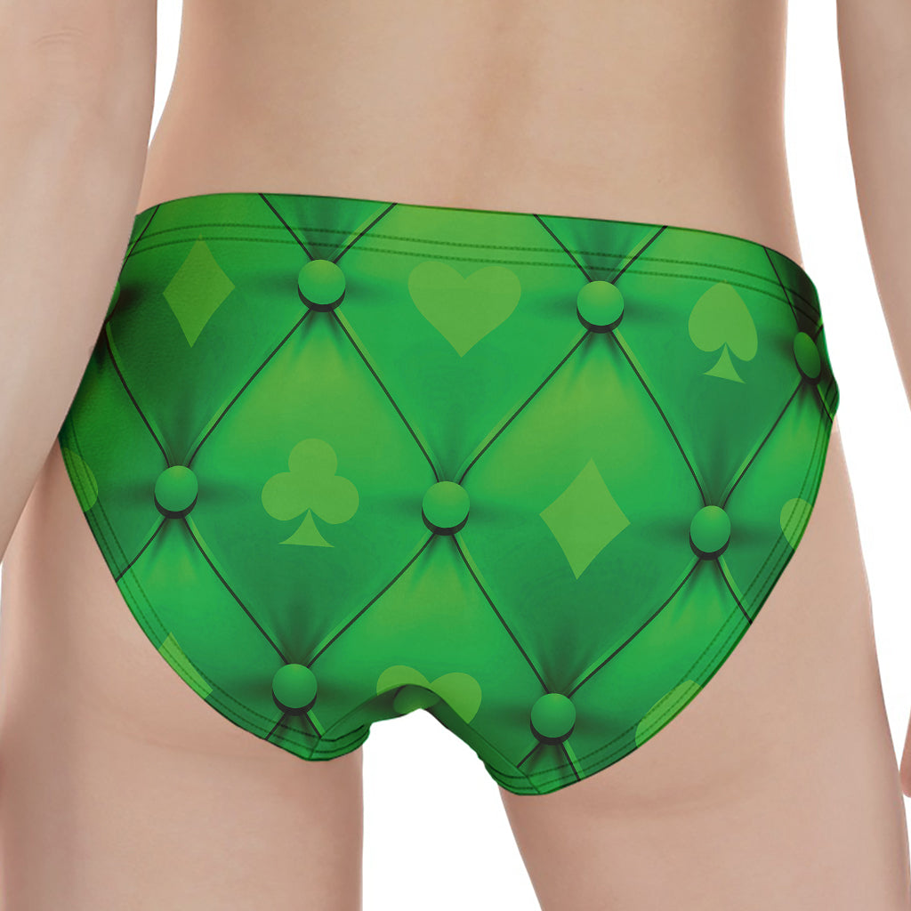 Green Playing Card Suits Pattern Print Women's Panties